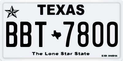 TX license plate BBT7800