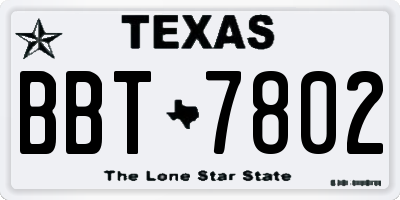 TX license plate BBT7802
