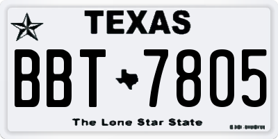 TX license plate BBT7805