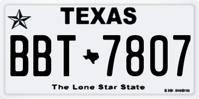 TX license plate BBT7807