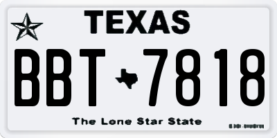 TX license plate BBT7818