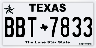 TX license plate BBT7833