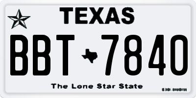 TX license plate BBT7840