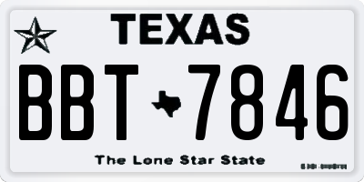 TX license plate BBT7846