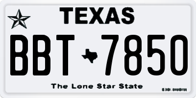 TX license plate BBT7850
