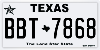 TX license plate BBT7868