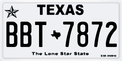 TX license plate BBT7872