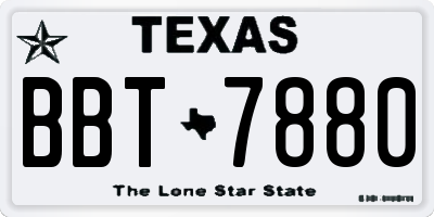 TX license plate BBT7880