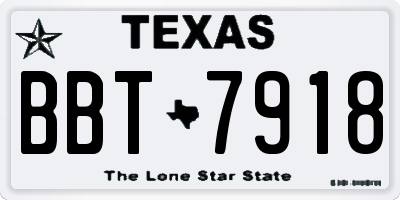 TX license plate BBT7918