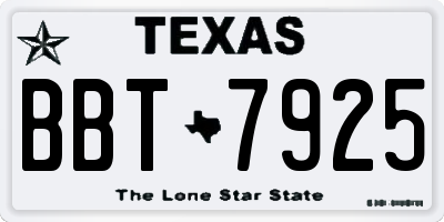 TX license plate BBT7925