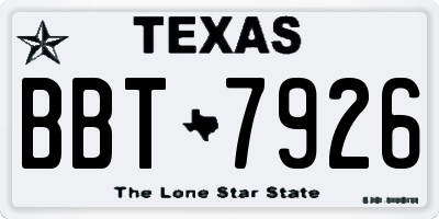 TX license plate BBT7926