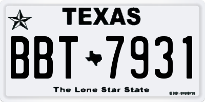 TX license plate BBT7931