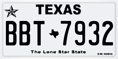 TX license plate BBT7932