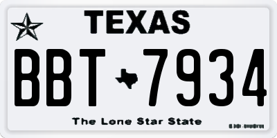 TX license plate BBT7934