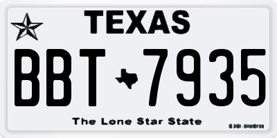 TX license plate BBT7935