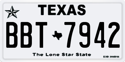 TX license plate BBT7942