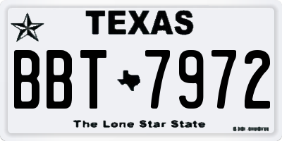 TX license plate BBT7972
