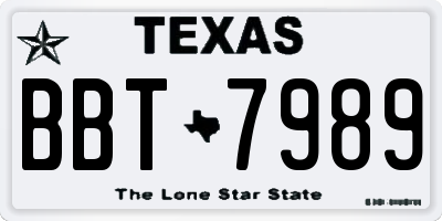 TX license plate BBT7989