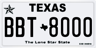 TX license plate BBT8000