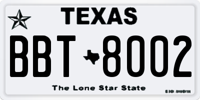 TX license plate BBT8002