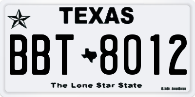 TX license plate BBT8012