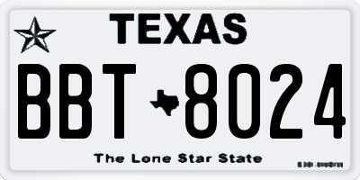 TX license plate BBT8024