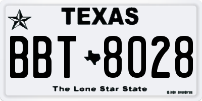 TX license plate BBT8028