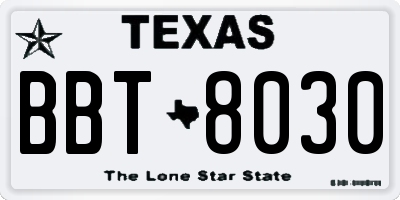 TX license plate BBT8030