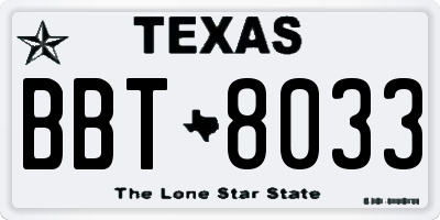 TX license plate BBT8033