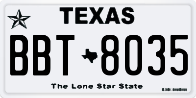 TX license plate BBT8035