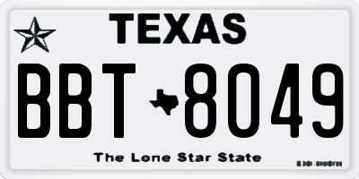 TX license plate BBT8049