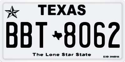 TX license plate BBT8062