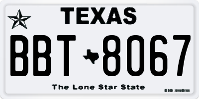 TX license plate BBT8067