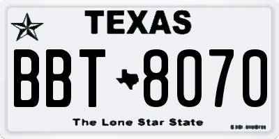 TX license plate BBT8070