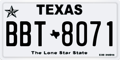 TX license plate BBT8071
