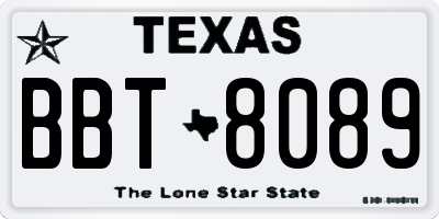 TX license plate BBT8089