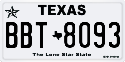 TX license plate BBT8093