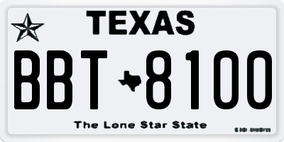TX license plate BBT8100