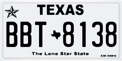 TX license plate BBT8138