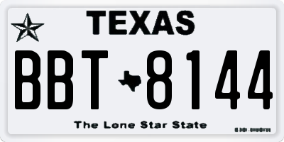 TX license plate BBT8144