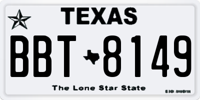 TX license plate BBT8149