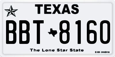TX license plate BBT8160