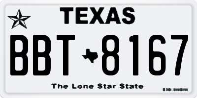 TX license plate BBT8167