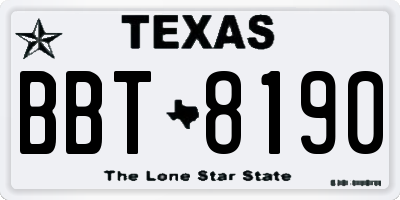 TX license plate BBT8190