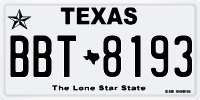 TX license plate BBT8193