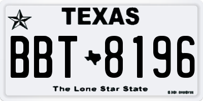 TX license plate BBT8196