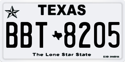 TX license plate BBT8205