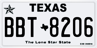 TX license plate BBT8206