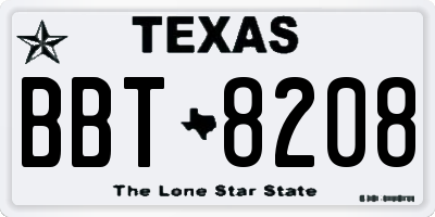 TX license plate BBT8208