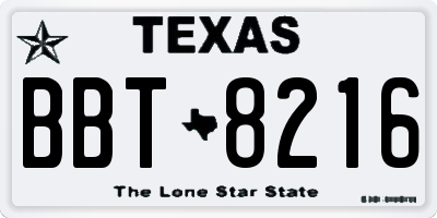 TX license plate BBT8216